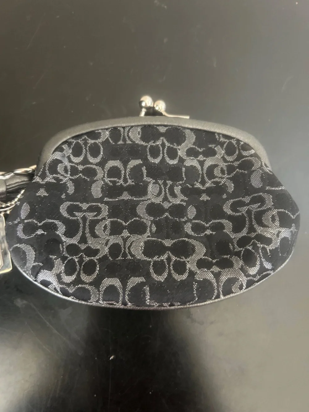 Coach Optic Signature Lurex Kisslock Pouch. Vintage.